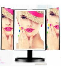 iQtech iMirror 3D Fascinate, kosmetické Make-Up zrcátko, třípanelové s LED Line osvětlením, černé