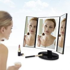iQtech iMirror 3D Fascinate, kosmetické Make-Up zrcátko, třípanelové s LED Line osvětlením, černé