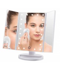 iMirror 3D Magnify, kosmetické Make-Up zrcátko, třípanelové s LED osvětlením, bílé