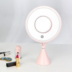 iQtech iMirror X Charging, Kosmetické Make-Up zrcátko nabíjecí s LED Line osvětlením, růžové