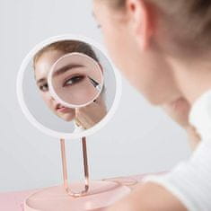iQ-Tech iMirror Balet, kosmetické Make-Up zrcátko, nabíjecí s LED Line osvětlením, růžové
