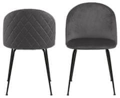 Design Scandinavia Jídelní židle Louise (SET 2ks), samet, tmavě šědá
