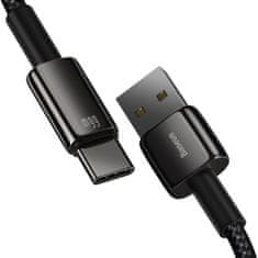BASEUS Tungsten kabel USB / USB-C QC 66W 6A 2m, černý