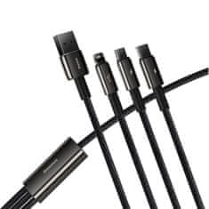 BASEUS Tungsten 3in1 kabel USB - Lightning / USB-C / Micro USB 3.5A 1.5m, černý
