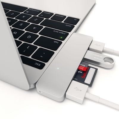 Satechi Aluminium Type-C Hub, USB 3.0, COMBO, alumínium