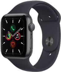 Apple Watch SE, 44mm Space Grey Aluminium Case with Midnight Sport Band (MKQ63HC/A)