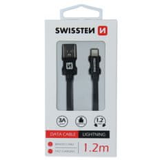 SWISSTEN Swissten textilní datový kabel Usb / Lightning 1,2 M Černý 8595217455634