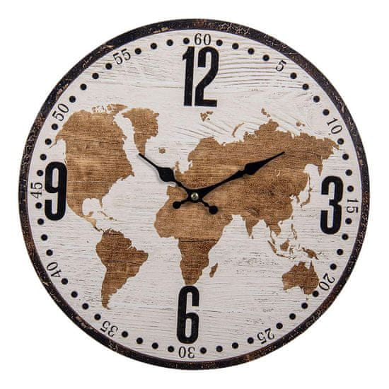Clayre & Eef Nástěnné hodiny Brown World 34 cm