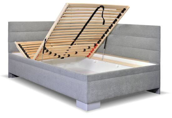 Bezvapostele Čalouněná postel NIOBE levá, šedá, 90x200 + rošt a matrace ZDARMA