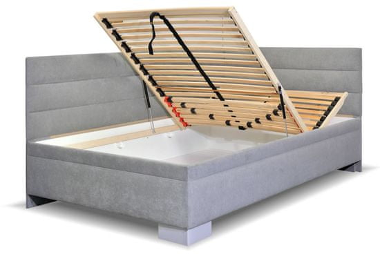 Bezvapostele Čalouněná postel NIOBE pravá, šedá, 90x200 + rošt a matrace ZDARMA