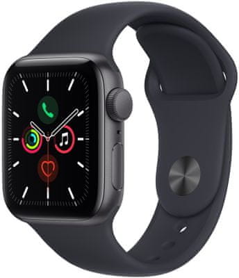 Chytré hodinky Apple Watch SE MKQ13HC/A, Retina displej monitorování tepu srdeční činnosti hudební přehrávač volání notifikace NFC platby Apple Pay hluk App Store