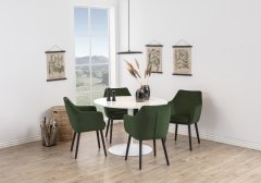 Design Scandinavia Jídelní židle s područkami Nora, samet, tmavě zelená