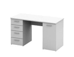 KONDELA Praktický PC stůl vhodný pro studenty i do kanceláří jedinečný tloušťkou vrchního plátu - až 22mm, bílá, EUSTACH
