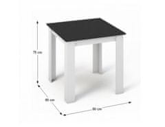 KONDELA Jídelní stůl 80x80, DTD laminovaná / ABS hrany, Bílá / Černá, KRAZ