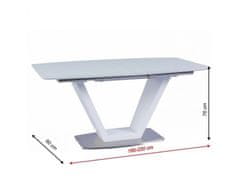 KONDELA Jídelní stůl, rozkládací, bílá extra vysoký lesk / sklo, Perak