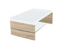 KONDELA Konferenční stolek, dub sonoma/bílá extra vysoký lesk HG, KONTEX 2 NEW