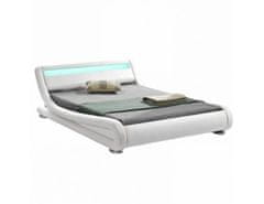 KONDELA Moderní postel s RGB LED osvětlením, bílá, 180x200, FILIDA