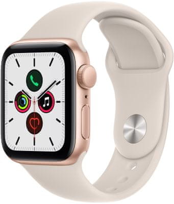 Chytré hodinky Apple Watch SE MKQ03HC/A, Retina displej monitorování tepu srdeční činnosti hudební přehrávač volání notifikace NFC platby Apple Pay hluk App Store