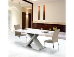 KONDELA Jídelní stůl, bílá s vysokým leskem HG / beton, FARNEL