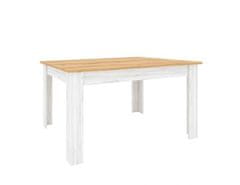 KONDELA Jídelní stůl, rozkládací, dub craft zlatý/dub craft bílý, SUDBURY