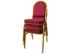 KONDELA Židle, stohovatelná, látka červená/zlatý nátěr, JEFF 3 NEW