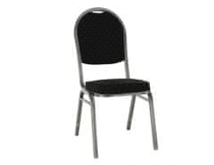 KONDELA Židle, stohovatelná, látka černá / šedý rám, JEFF 3 NEW