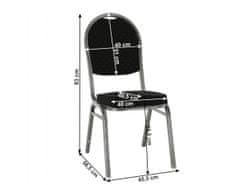 KONDELA Židle, stohovatelná, látka černá / šedý rám, JEFF 3 NEW