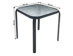 KONDELA Zahradní konferenční stůl, cen oceli / tvrzené sklo, RAMOL