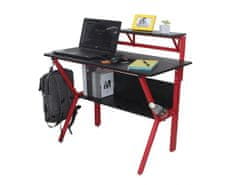 KONDELA PC stůl / herní stůl, červená / čierna, TABER