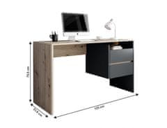 KONDELA PC stůl, dub artisan/grafit-antracit, TULIO