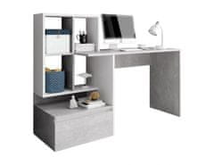 KONDELA PC stůl, beton/bílý mat, NEREO