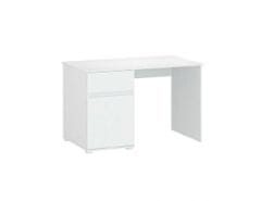 KONDELA PC stůl 1D1S / 120, bílý lesk, LINDY