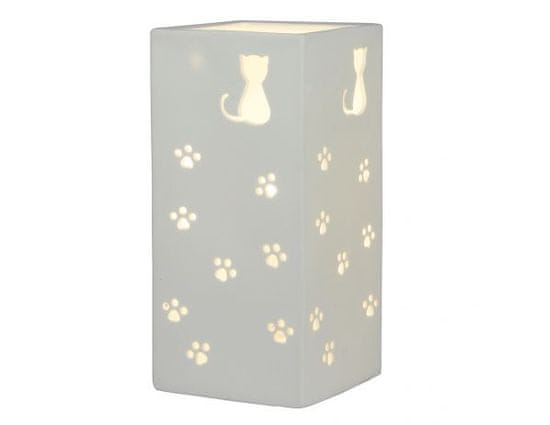 KONDELA Keramická stolní lampa, bílá / vzor kočky, BELLE TYP 2