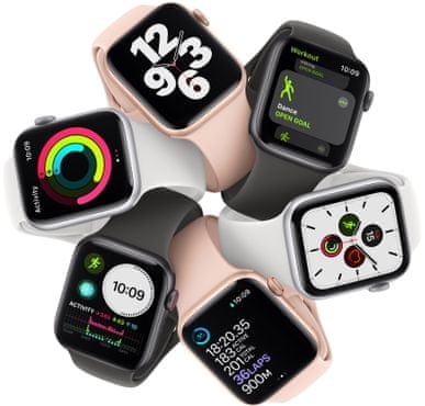 Apple Watch SE MKRY3HC/A Cellular okosóra, nagy Retina kijelző alumínium ház beállítható kialakítás cserélhető szíj Nike kollekció