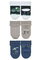 Sterntaler ponožky kojenecké s manžetkou, 3 páry, stavební stroje, modré 8302120, 16