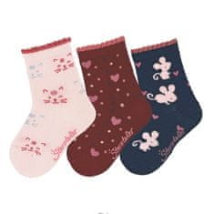 Sterntaler ponožky zimní 3 páry, dívčí, myšky, růžové 8422125, 22