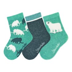 Sterntaler ponožky zimní 3páry, chlapecké lední medvěd tyrkysové 8422121, 18