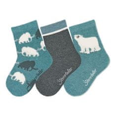 Sterntaler ponožky zimní 3páry, chlapecké lední medvěd tyrkysové 8422121, 18