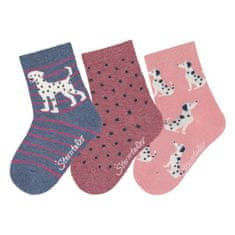 Sterntaler ponožky zimní 3 páry, dívčí, dalmatin, červené 8422126, 18