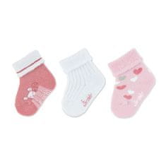 Sterntaler ponožky kojenecké s manžetkou, 3 páry, srdíčka, růžové 8302123, 14