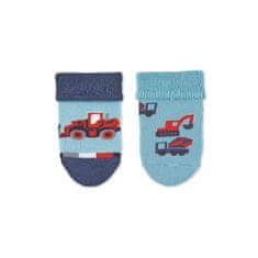 Sterntaler ponožky kojenecké s manžetkou, 3 páry, stavební stroje, světle modré 8302120, 16