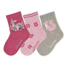 Sterntaler ponožky zimní 3 páry, dívčí, růžové srnka 8422124, 18