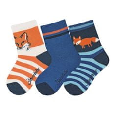 Sterntaler ponožky zimní 3páry, chlapecké liška, modré 8422122, 18