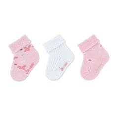 Sterntaler ponožky kojenecké s manžetkou, 3 páry, kytičky, bílé 8302122, 14