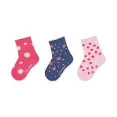 Sterntaler ponožky dívčí 3 páry tmavě růžové, jahůdky 8322125, 18