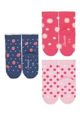 Sterntaler ponožky dívčí 3 páry tmavě růžové, jahůdky 8322125, 18
