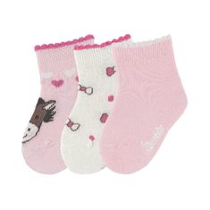 Sterntaler kojenecké ponožky 3 páry dívčí růžové koník 8411921, 16
