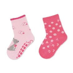 Sterntaler ponožky protiskluzové ABS dívčí 2 páry růžové se třpytem, klokan 8002123, 26