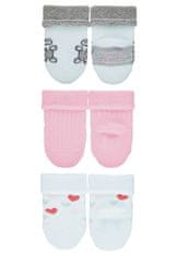 Sterntaler ponožky kojenecké s manžetkou, 3 páry, srdíčka, bílé 8302123, 18