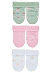 Sterntaler ponožky kojenecké s manžetkou, 3 páry, kytičky, růžové 8302122, 14